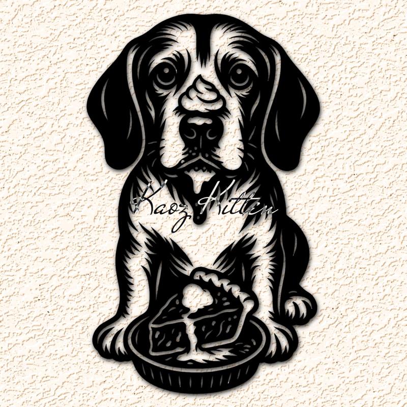 Pie Loving Beagle Puppy Wall Art Home Decor