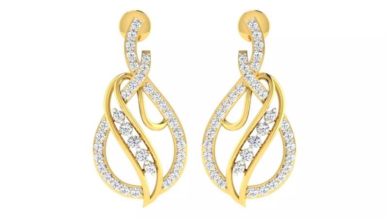 Solitaire Women Drop Earrings 3dm STL OBJ FBX Renders Details
