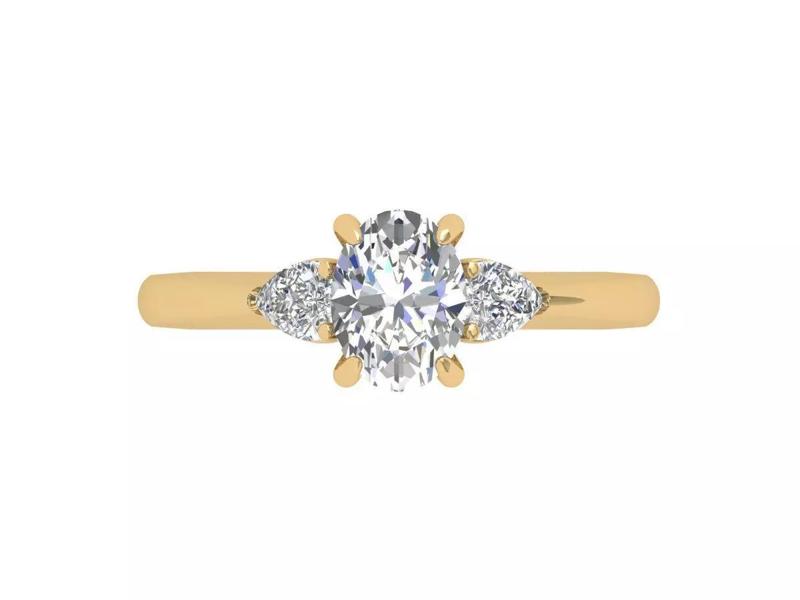 Oval 3 Stone Bridal Ring