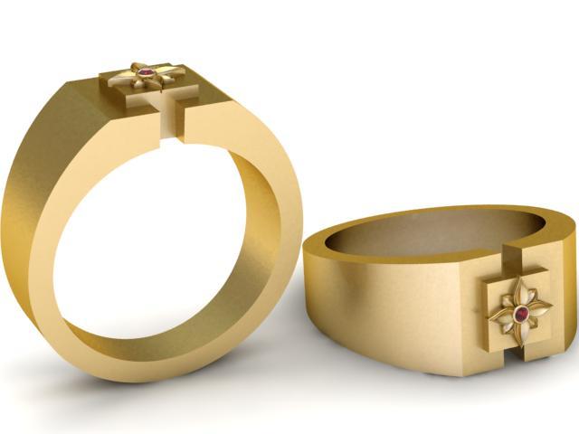 3D Printable Geometric Signet Ring