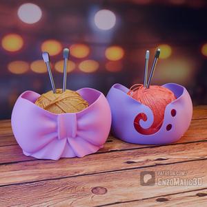 crochet yarn bowl shaped like a bow - STL