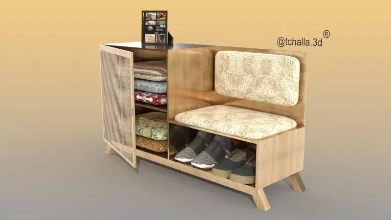pratileira wooden shoe cabinet with shoes