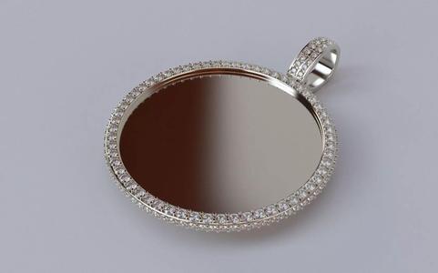 Picture Pendant -  2mm Top and Smaller Side Stones - Large