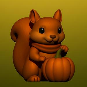 Cute Squirrel with Pumpkin