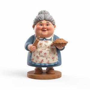 Charming Cartoon Grandmother Figurine – Beloved Elder Character 3D Print for Home & Gifts