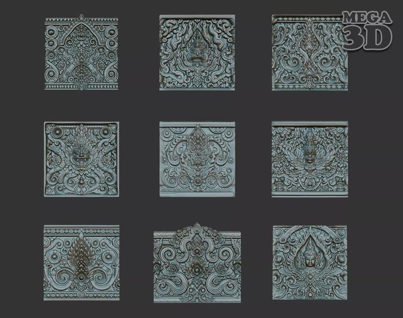 Asia Temple Wall Pack 250111 3D Model Collection