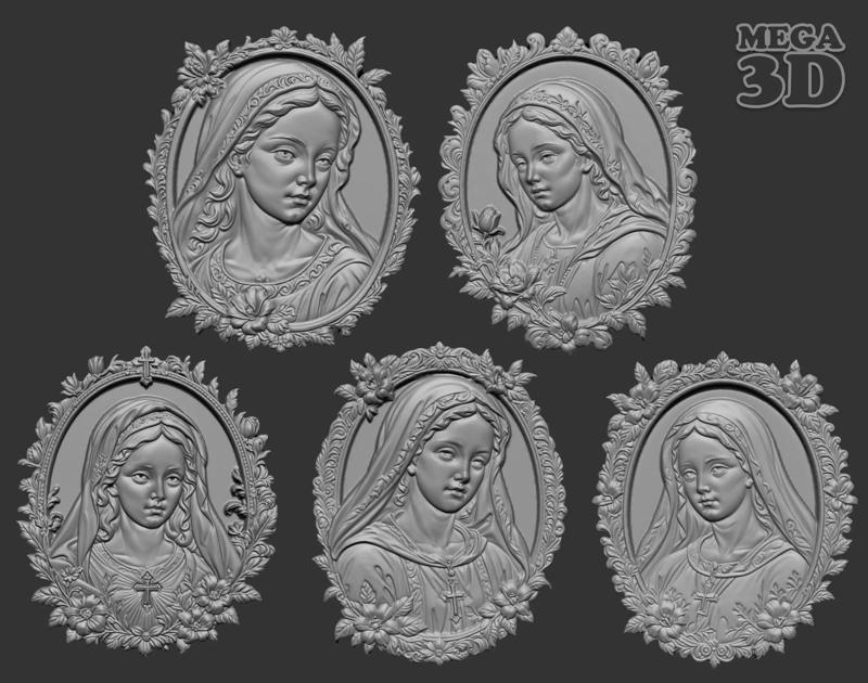 05 Virgin Mary Pendants - 230826 3D print model 3D Model Collection