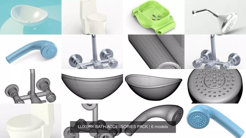 LUXURY BATH ACCESSORIES PACK 3D Model Collection