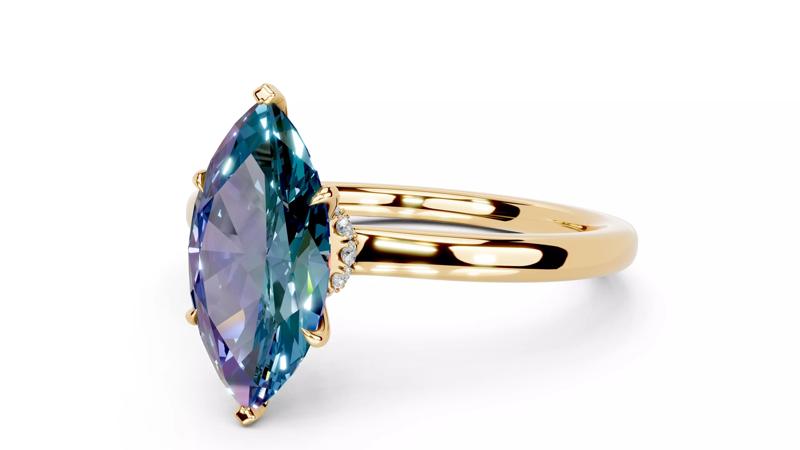 Marquise Cut Diamond Claws Hidden Halo Engagement Ring