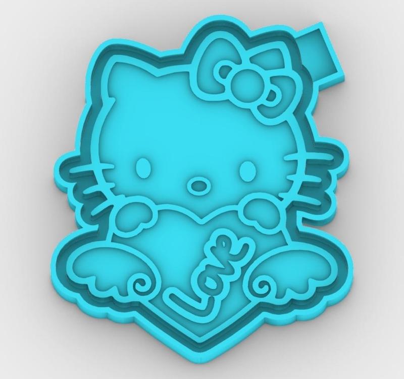 Hello Kitty, heart, love - freshie mold - STL for silicone mold