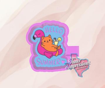 Hello Summer Pool Cat Freshie Mold