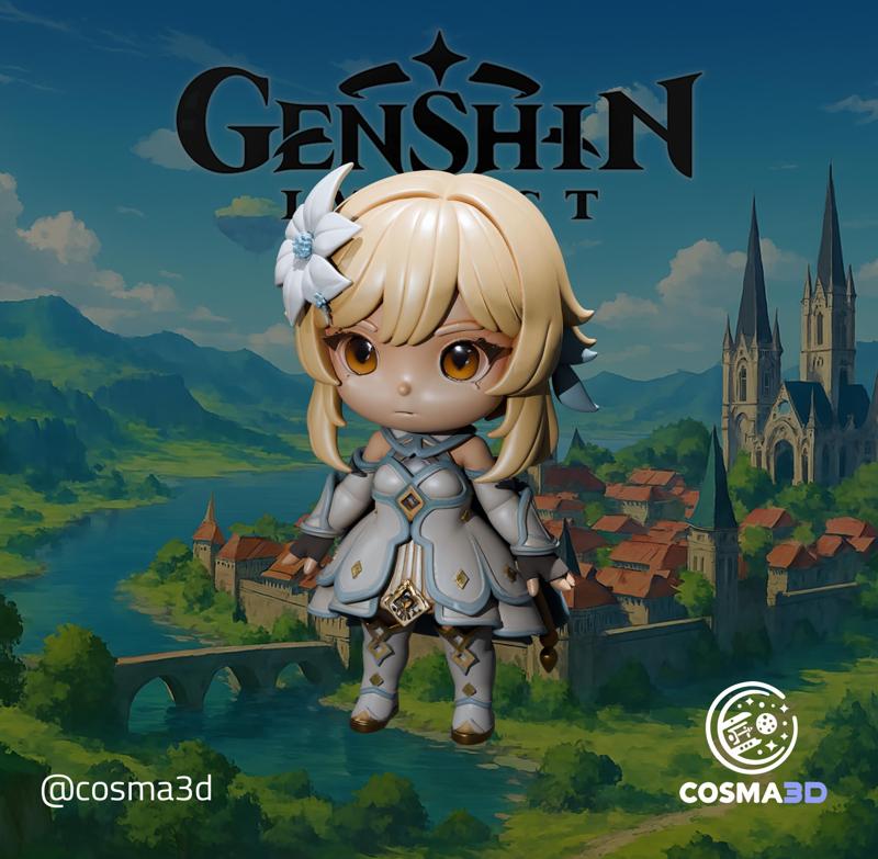Lumine Traveler Genshin Impact STL (Funko Pop / Chibi Style) - 3D Printable Miniature
