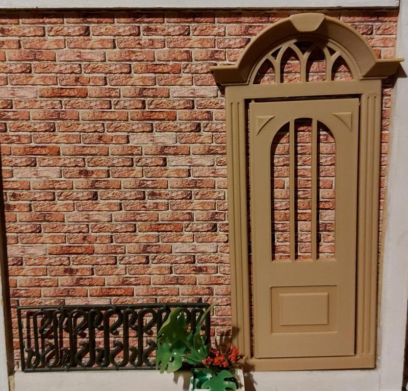 1/12 Hinged dollhouse front door (Hinged model No.10) + Detailed door frame