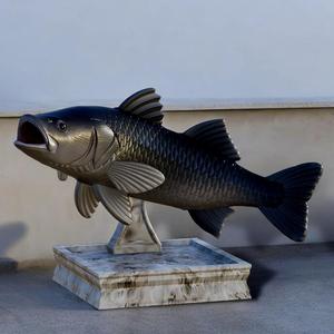 fish black snook / robalo / Centropomus nigrescens in motion trophy statue detailed texture for 3d printing
