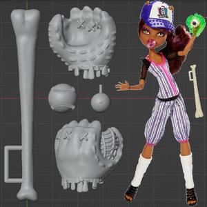 Clawdeen Wolf Ghoul Sports Glove, Bat, Ball and Gum replacements