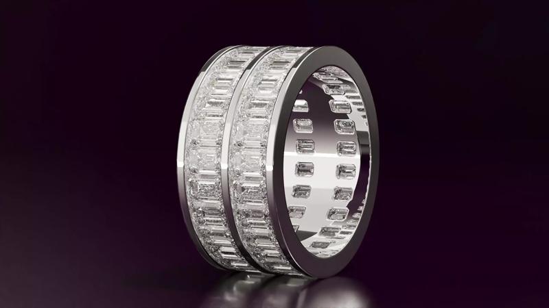 2Line Channel Set Emerald Eternity Ring 745CT EU54