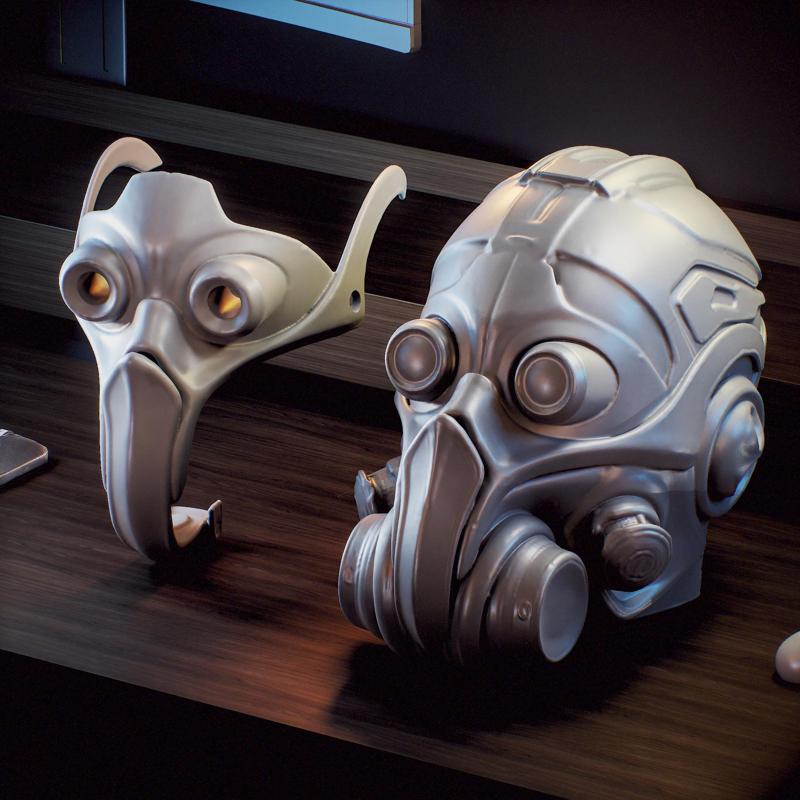 Space marine Adeptus Mechanicus Mask & Head Pack x 2 - Space marine Adeptus Mechanicus Mask & Head Pack x 2