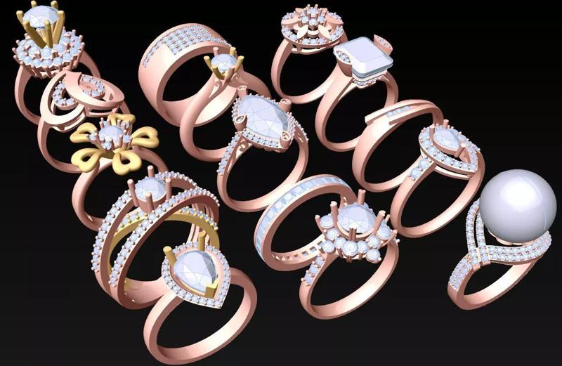 15  Womens Ring - Collection 3d Ring Jewellery Models bulk- AW31