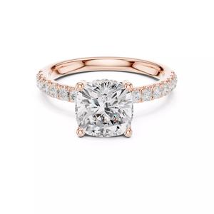2CT Cushion Cut Hidden Halo Diamond Engagement Ring File Video