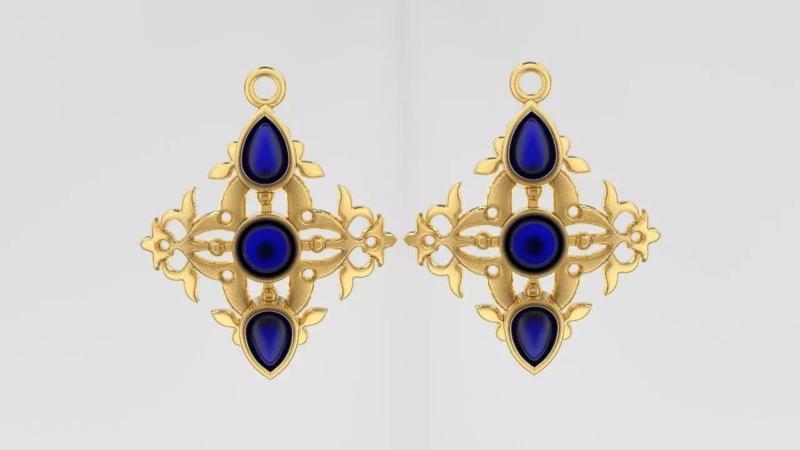 gem stone filigree earring