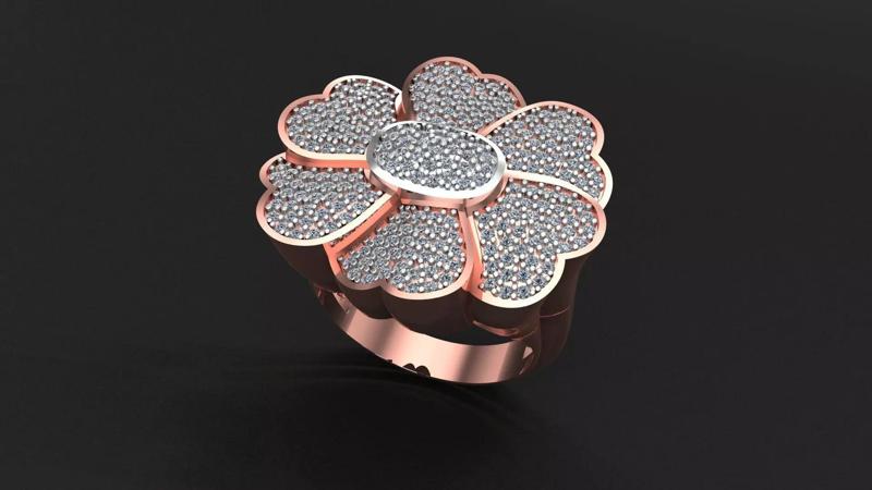 Flower-Shaped Diamond Pave Ring