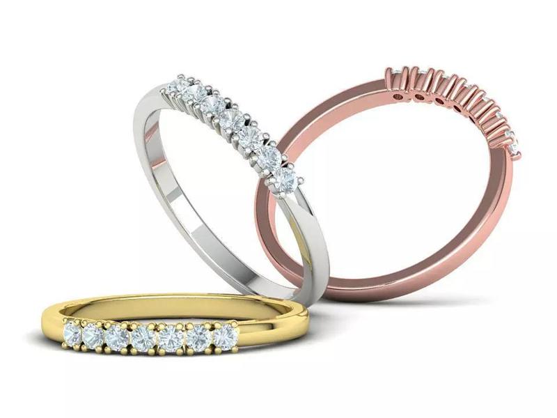 DIAMOND ANNIVERSARY BAND RING 7 stone  2mm gems