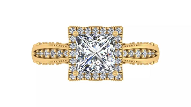 Princess-Cut Halo Engagement Ring