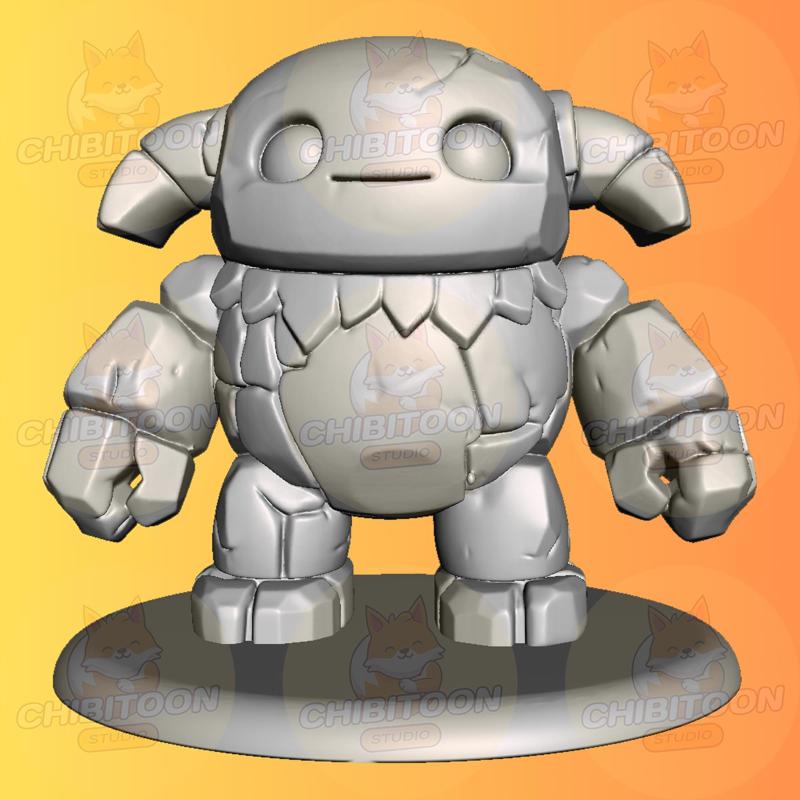 🪨🛡️ Rocko – The Stone Golem 🛡️🪨 | Chibi Kawaii