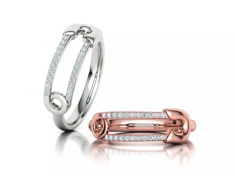 Pin Diamond Ring Lucky Symbol Ring 3D model