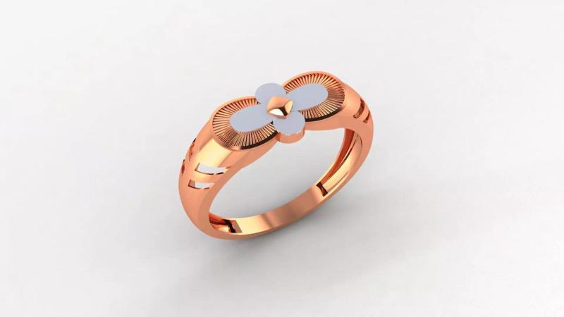 Flower Head Plain Gold Light weight minimalist Mens Band Ring