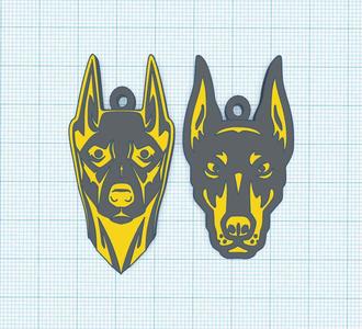 Doberman keychain Key ring mirror hanger