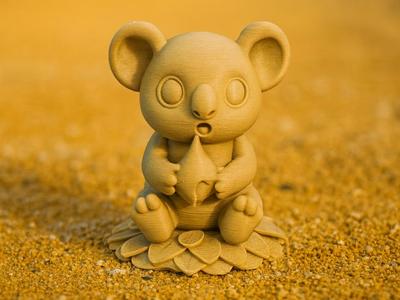 Meditative Koala on Lotus Leaf