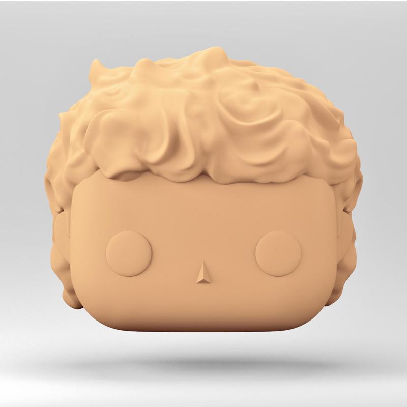 A male head in a Funko POP style. Medium curly hair. MH_7-2