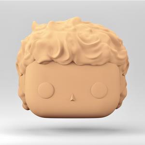 A male head in a Funko POP style. Medium curly hair. MH_7-2