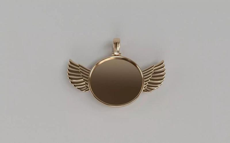 Winged Picture Pendant v2 - 35mm - Plain