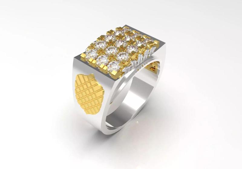 Two-tone goldMan ring with diamond model mr0079