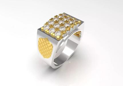 Two-tone goldMan ring with diamond model mr0079