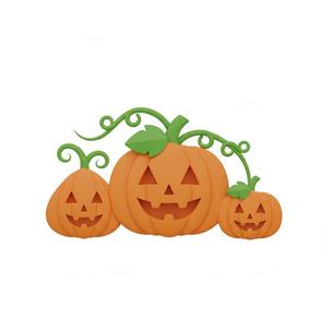 Autumn Harvest Flat Pumpkin Family Decor - Easy Print Fall Seasonal Decoration 3D Model
