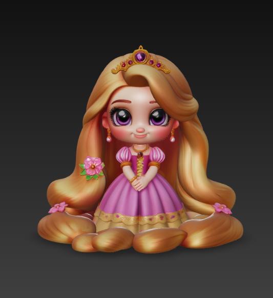 Rapunzel baby, princesses, Disney, Disney princesses. Figurine, girl, beautiful girl, doll, female doll, doll in dress, shoes and with long hair.