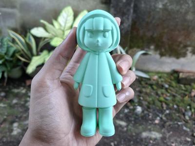 Kawaii Raincoat Girl 3D Print Model