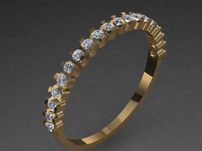 Luxury Half Round Diamond Golden Ring