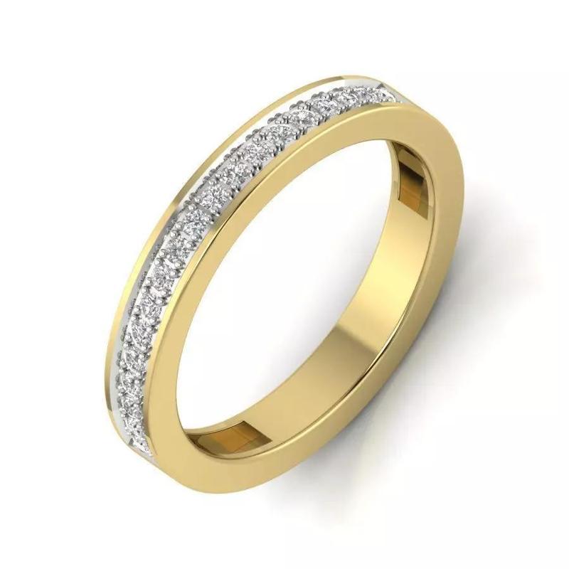 Light Weight Yellow Gold Diamond Ring  -PR-001 DIA