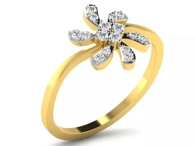 Light Weight Yellow Gold Diamond Ring  -DR-6297