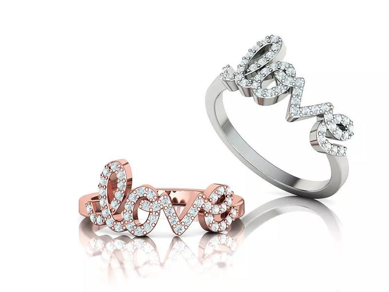 Love Word Ring with diamonds printable model