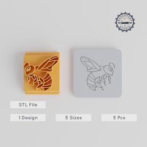 Bee Stamp Tile Set, 5 Sizes, Perfect for Clay, Cookies & Fondant, Insect Charm, Cute Animal Motif