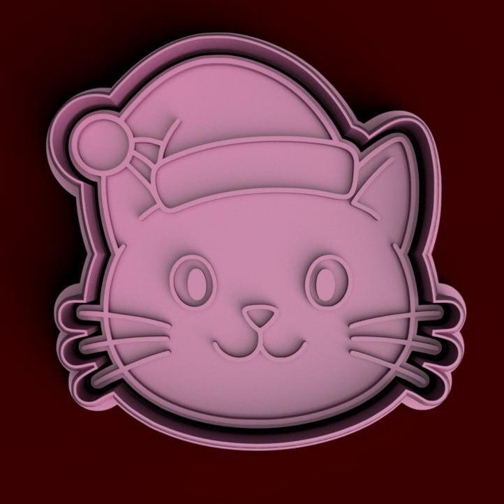 christmas cat cookie cutter - dog with christmas hat