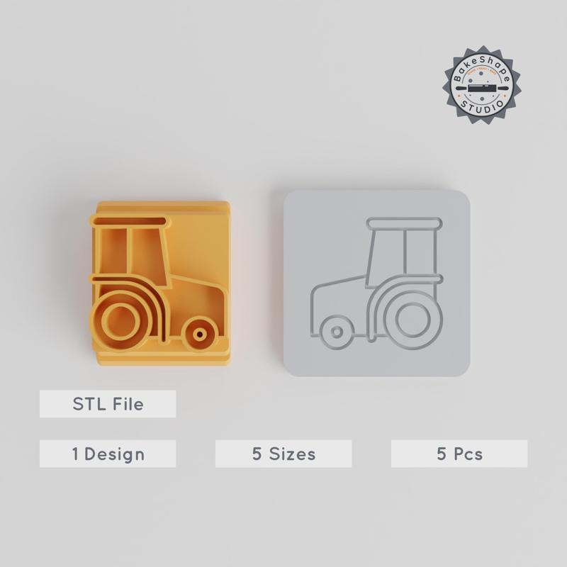 Farm Vehicle Stamp Tile Set, 5 Sizes, Perfect for Clay, Cookies & Fondant, Agriculture Theme, Autumn Decor
