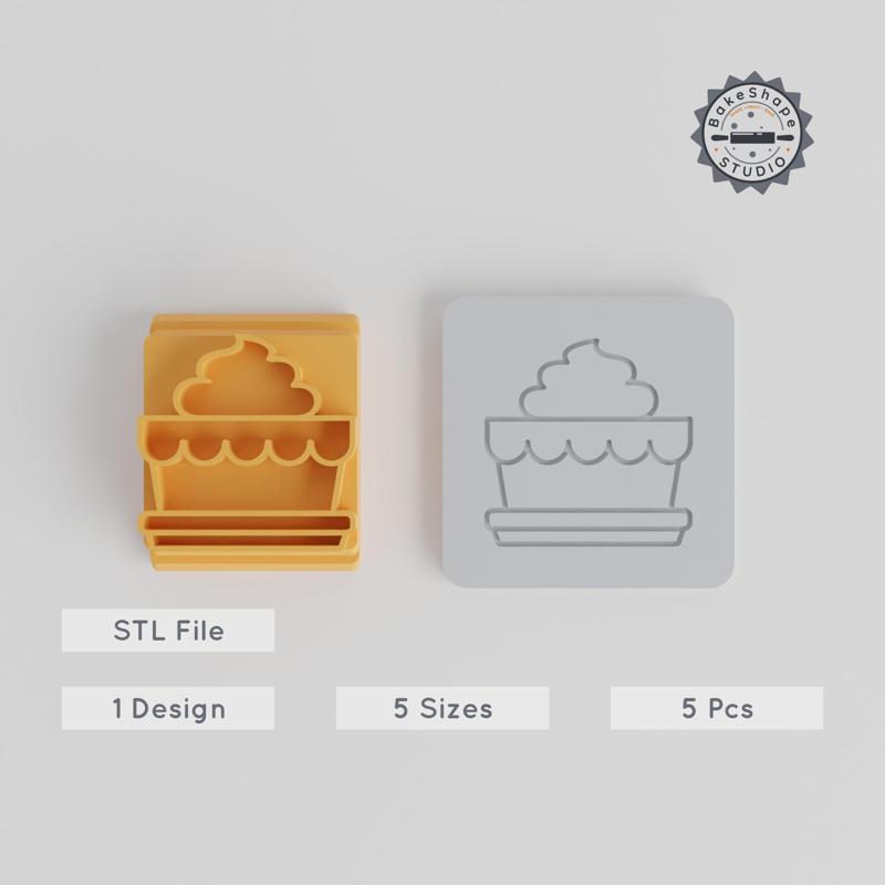 Tart Stamp Tile Set, 5 Sizes for Clay, Cookies & Fondant, Sweet Pie, Dessert Slice, Pastry Delight Ornament