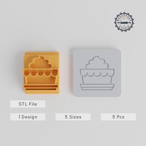 Tart Stamp Tile Set, 5 Sizes for Clay, Cookies & Fondant, Sweet Pie, Dessert Slice, Pastry Delight Ornament