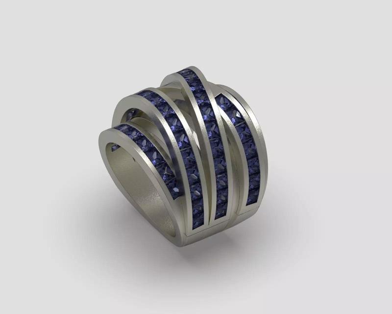 Ring R 211 channel set princess cut diamond band